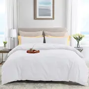 LINENOVA 2000TC Hotel Soft Quilt Cover Pillowcases Set(White,Single)
