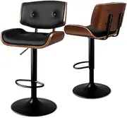 [ALFORDSON] Bar Stools, 2 Pcs Kayla Swivel Counter Barstool with Anti-Slip Floor Protector, Adjustable Kitchen Stool, Wooden Dining Chair in 62.5-84cm Seat Height for Home Bar Dining Room