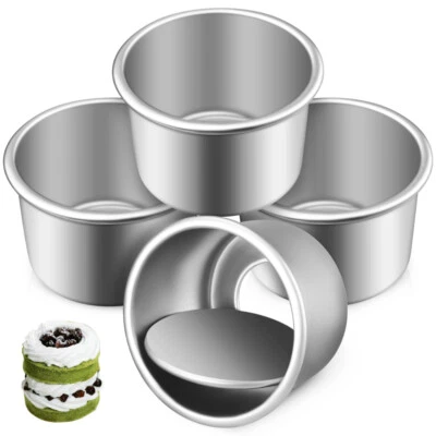 4 Pcs Mini Cake Tins Mold Baking Pan Small Round Molds for Chiffon