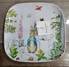 Peter Rabbit Set of 4 Square Melamine Plates Spring Garden Easter 10" D