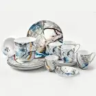 - Ocean Blue 16 Piece Dinnerware Set (Service for 4) Fine Bone China - Dish Plat