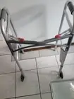 Drive 10210-4ASM Deluxe Two Button Folding Walker with 5 inch Wheels - Silver