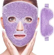BREENHILL Cooling Gel Eye Mask Face Mask Set,2Pcs Reusable Cold Hot Gel Eye Face Mask for Puffy Eyes Face for Men Women with Soft Plush Backing-Purple