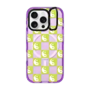 iPhone 16 Pro Impact Ring Stand Case MagSafe Compatible Yin Yang Check Mate - Neon Green