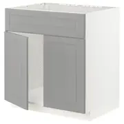 METOD base cabinet f sink w 2 doors/front, white/Bodbyn grey, 80x60x80 cm