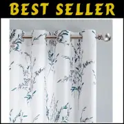 Elegant Floral Curtains 63 Inch - Navy Blue Light Filtering Grommet Panels