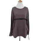 Kay Unger Top Womens XL Extra Large Mauve Long Sleeve Mesh Insert Logo *READ