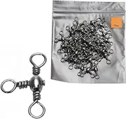 100Pcs Stainless Steels Fishing 3 Way Swivels 8 Ring Connector Tackle Accessories for Connecting Lures, Hooks, Lines