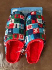 New 2024 Aldi Gear Slippers Size 10 Holiday Christmas Ladies Red Blue checkered