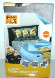 DESPICABLE ME3 MINION TWIN BED SHEET MICROFIBER 3 PIECE BEDSHEET SET