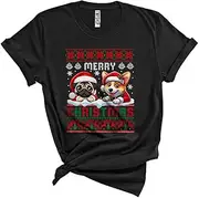 [Generic] Merry Christmas, Adorable Cool Santa Pug Corgi Lover, Matching Pajama Sweater X-mas Family Unisex T-Shirt