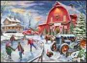 Barnyard Christmas - Chart Counted Cross Stitch Patterns Needlework DMC Color