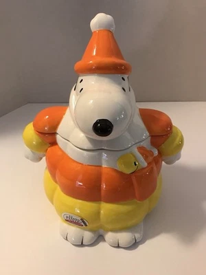Peanuts Snoopy Woodstock Halloween Candy Corn Puffer Jacket Cookie Jar Brand New
