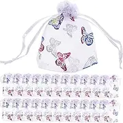 BRIGHTFUFU 50pcs Organza Mesh Bags with for Jewelry Candy Party Favors and Small Sturdy Drawstring for Secure Closure