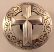 Religious Western Cross Screwback Concho Medallion With Screw Back