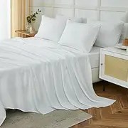 [ILAVANDE] White King Sheets Set 6 Piece,Hotel Luxury Super Soft 1800 Series Microfiber Bed Sheets King Set-Wrinkle & Fade Resistant-14 Deep Pockets Sheets for King Size Bed(King,White)