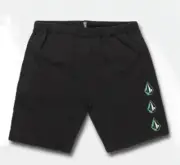 VOLCOM ICONIC STONE Men's Fleece Shorts - NBK - Small - NWT