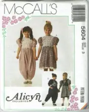 McCalls 5604 Sewing Pattern Childs Dress Jumpsuit Sock Trim Size 3