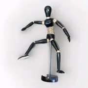 Wooden Articulated Female Artist Mannequin Slatted Rib Cage Poseable Figure 12in