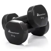 METEOR 6kg Dumbbells for Home Gym, Anit-Slip Flat Bottom Vinyl Dumbbells, Fixed Weight Dumbbells, Gym Weights, Dumbbell Weights (1 Pair)