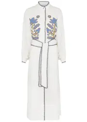Lug Von Siga Amira Embroidered Linen-blend Midi Dress - White - 38 (UK10 / S) 38 (UK10 / S)