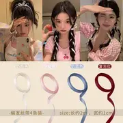 Hair Tie Ribbon / Hair Clip / Hairband / Set 15 - Set of 4 - Ribbon - 1 Roll - Milky White & 1 Roll - Light Pink & 1 Roll - Cream Blue & 1 Roll - Vintage Red - One Size
