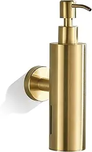 TINYROW Soap Dispenser Wall Mounted,Wall Soap Dispenser for Bathroom,Wall Soap Pump Brushed Gold