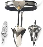 HCUDFN BDSM Invisible Stainless Steel Chastity Belt Adjustable Pants Device Penis Lock with Anal Plug BDSM Briefs Sex Toys for Men Couples(Waist 90~110cm)