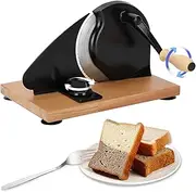 Manual Bread Slicer with Hand Crank - Adjustable Thickness Stainless Steel Bread Cutter for Even Slices, Versatile for Homemade Sourdough, Sandwich Bread & More, Suction Cup Base for Stability (Black)