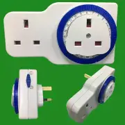 2 Gang 24 Hour 15 Minute Segment Timer UK Mains Plug In Switch With Extra Socket
