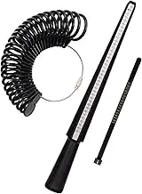 Meowoo Ring Sizer Measuring Tool Set, Gauges With Finger Mandrel for Jewelry Sizing - Black