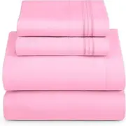 Hearth & Harbor Full Size Sheets - 4 Piece Bed Sheet Set, Hotel Luxury Double Brushed Bed Sheets - Extra Soft Bedding Sheets & Pillowcases, Full, Lilac