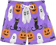 [RPLIFE] Boy Swimming Trunks, Toddler Swim Shorts 2t, Whimsical Halloween Purple