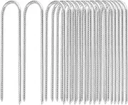 ZEONHAK 16 Pack 12 Inches Trampoline Rebar Stakes, Heavy Duty U Shape Ground Anchors, Camping Pegs, Ground Pegs, Trampoline Anchors Stakes for Camping Tents, Soccer Net, Fences, Swing, Decorations