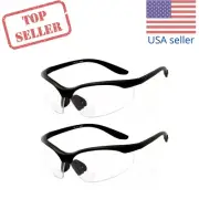2 PAIR +2 Bifocal Safety Reader Glasses Clear Lens Reading ANSI Z87.1 Men Women
