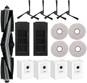 [Jodriva] 15 Pcs Accessories Kit Replacement, for Ecovacs Deebot X2 X2 Omni X2 Pro DEX86 Robot Vacuum Cleaner 1 Roller Brush 4 Side Brush 2 Filters 4 Dust Bags 4 Mop Pad Vacuum Mop Pad