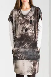 Landscape Print Knit Dress--HAM-91438M1