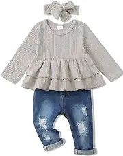 [Renotemy] Newborn Infant Girl Clothes Baby Little Sassy Outfits Ruffle Romper Floral Pants Cute Toddler Baby Girl Clothes