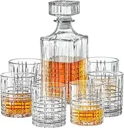 Whiskey Decanter Set with Glasses - Prestigious Whiskey Set with 25oz Liquor Decanter and 6 Glasses - Upscale Whisky Decanter & Glass Set - Birthday Gifts for Men Dad Boyfriend Groomsmen Fathers Day