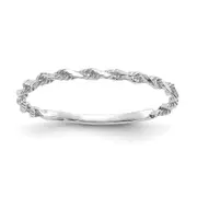14K White Gold Diamond-cut Textured Rope Band Ring