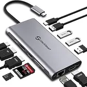 Docking Station, USB C Hub UtechSmart 12 in 1 USB C Dock Triple Display mit 2*4K@60Hz HDMI, Displayport, 100W PD, 4 USB Ports, RJ45 Ethernet, USB C Daten, SD/TF for MacBook, Dell, HP, Lenovo, Huawei