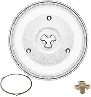 [LOSYHU] 270mm Microwave Turntables Glass Plate, Microwave Plate Replacement with 3 Fixers, Microwave Glass Plates with Turntable Ring and Support, Glass Turntable Plate for Panasonic Microwave Oven