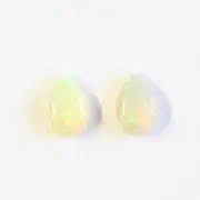 2pc ６x 4mm pear 0.60ct Australian opal natural solid white / light opal stones