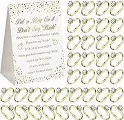 Jetec Put a Ring on It Bridal Shower Game with 100 Fake Rings, Bridal Shower Wedding Games for Not Say Bride Rules Cards for Engagement Party, Card: paper cardstock; Ring: stainless steel, No Gemstone