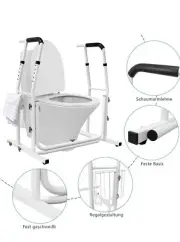 Toilet Rail, Commode Safety Frame with Magazines Basket,