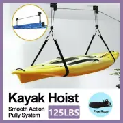 Kayak Hoist Pulley System Bike Lift Ceiling Garage Rack Storage 125LBS Capacity