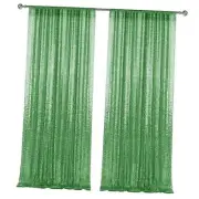 2×8FT-2PCS Sequin Backdrop Curtains Panels, Photography 2X8FT-2PCS Grass Green