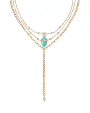 Ettika Turquoise Solstice Turquoise & Cubic Zirconia Convertible Layered Lariat Necklace, 15-19