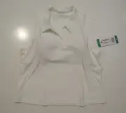 TRETORN White Tank Top Collar Built In Shelf Bra Sleeveless Shirt Sz XL Womens