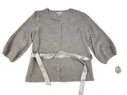 Sarah Spencer Women's Cardigan Sweater Size XL Gray Lambswool/Angora NWT Belted